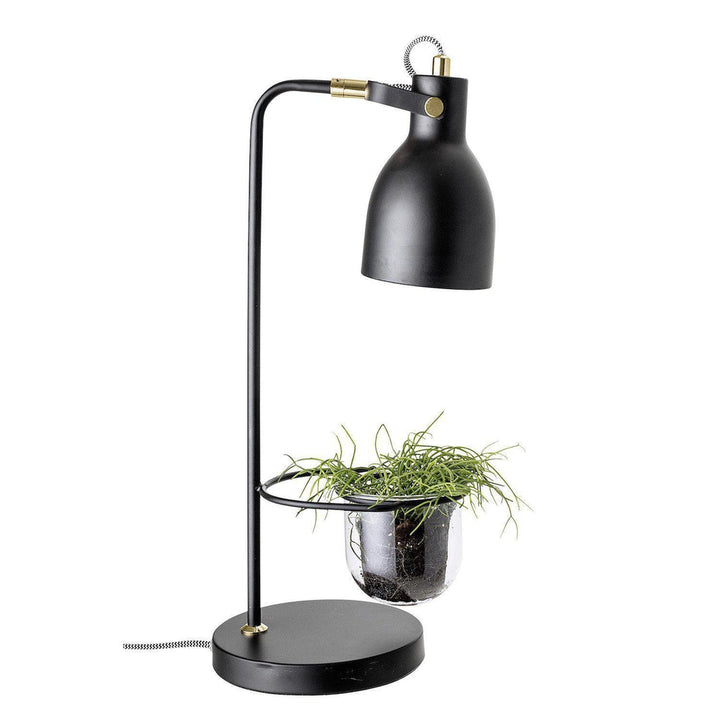 Flora Black Lamp And Plant Pot-Beaumonde