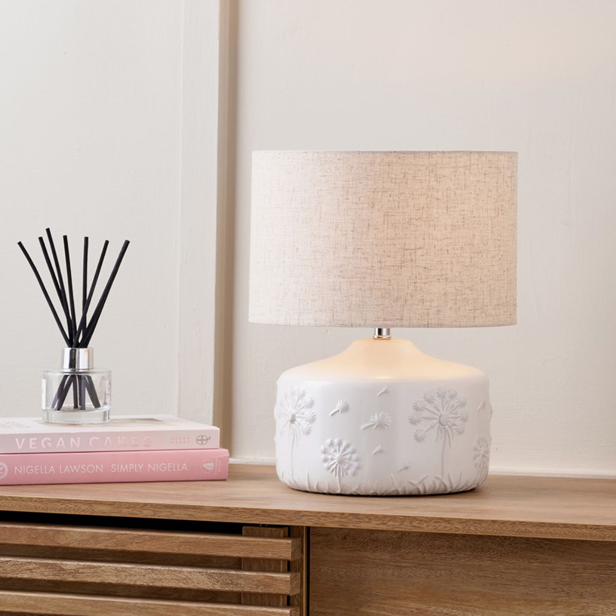 Pacific Lifestyle Flora White Small Floral Ceramic Table Lamp