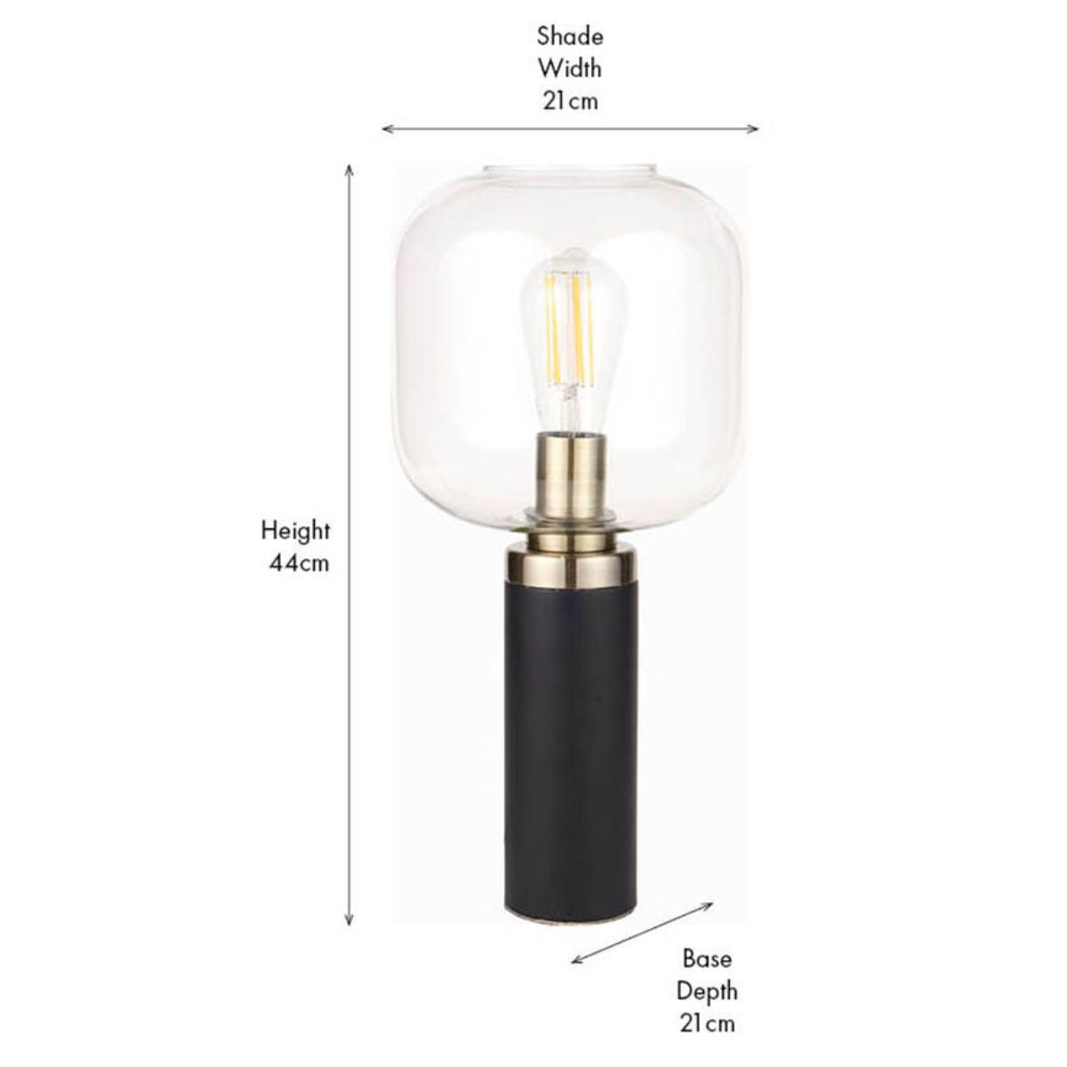 Pacific Lifestyle Florence Black Metal and Glass Table Lamp