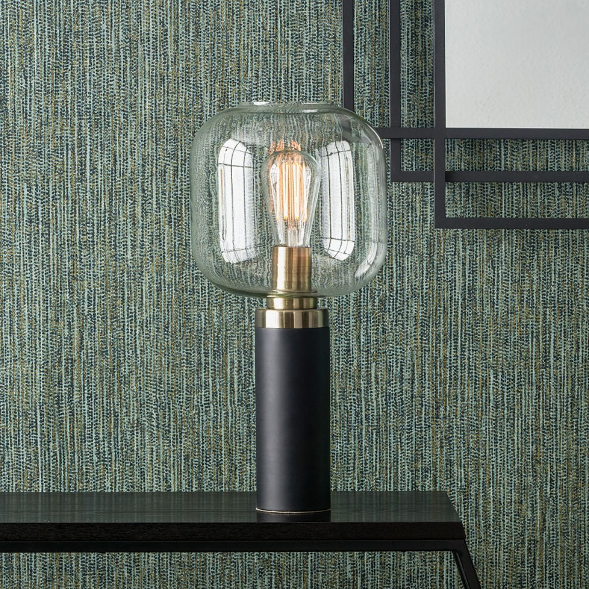 Pacific Lifestyle Florence Black Metal and Glass Table Lamp