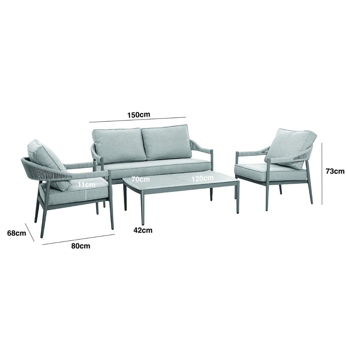 Maze Florence Rope Weave 2 Seat Sofa Set