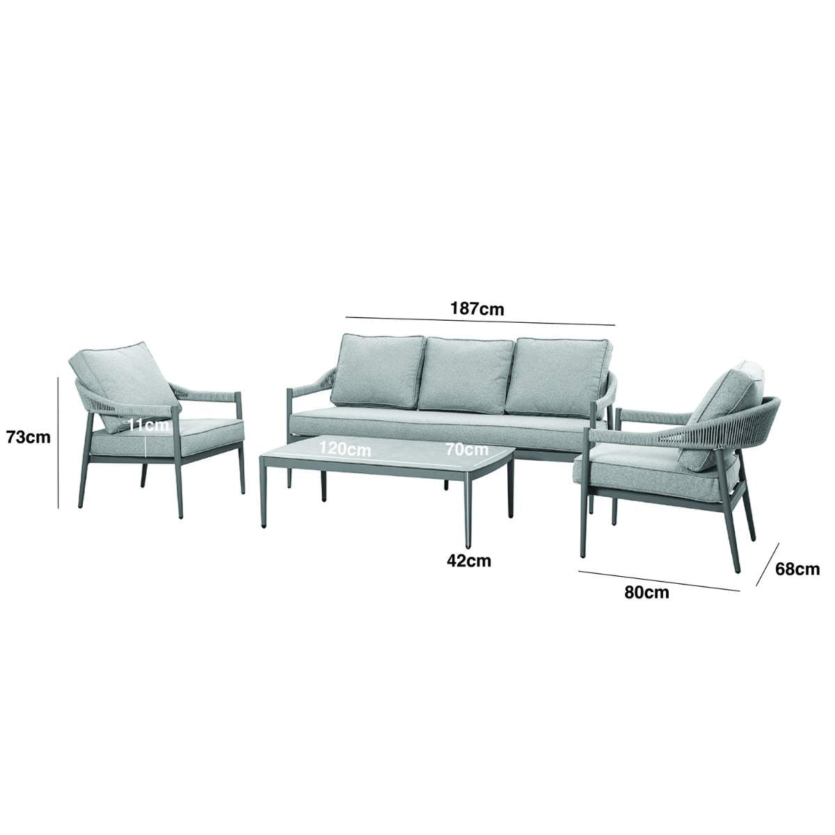 Maze Florence Rope Weave 3 Seat Sofa Set