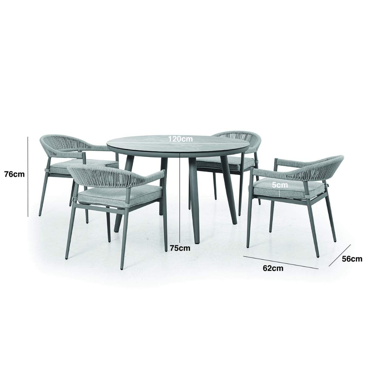 Maze Florence Rope Weave 4 Seat Round Dining Set