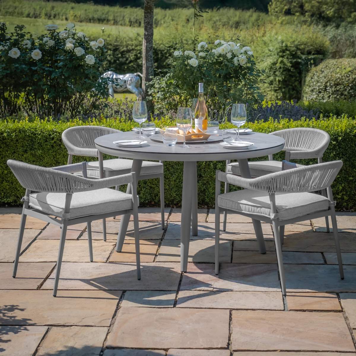 Maze Florence Rope Weave 4 Seat Round Dining Set