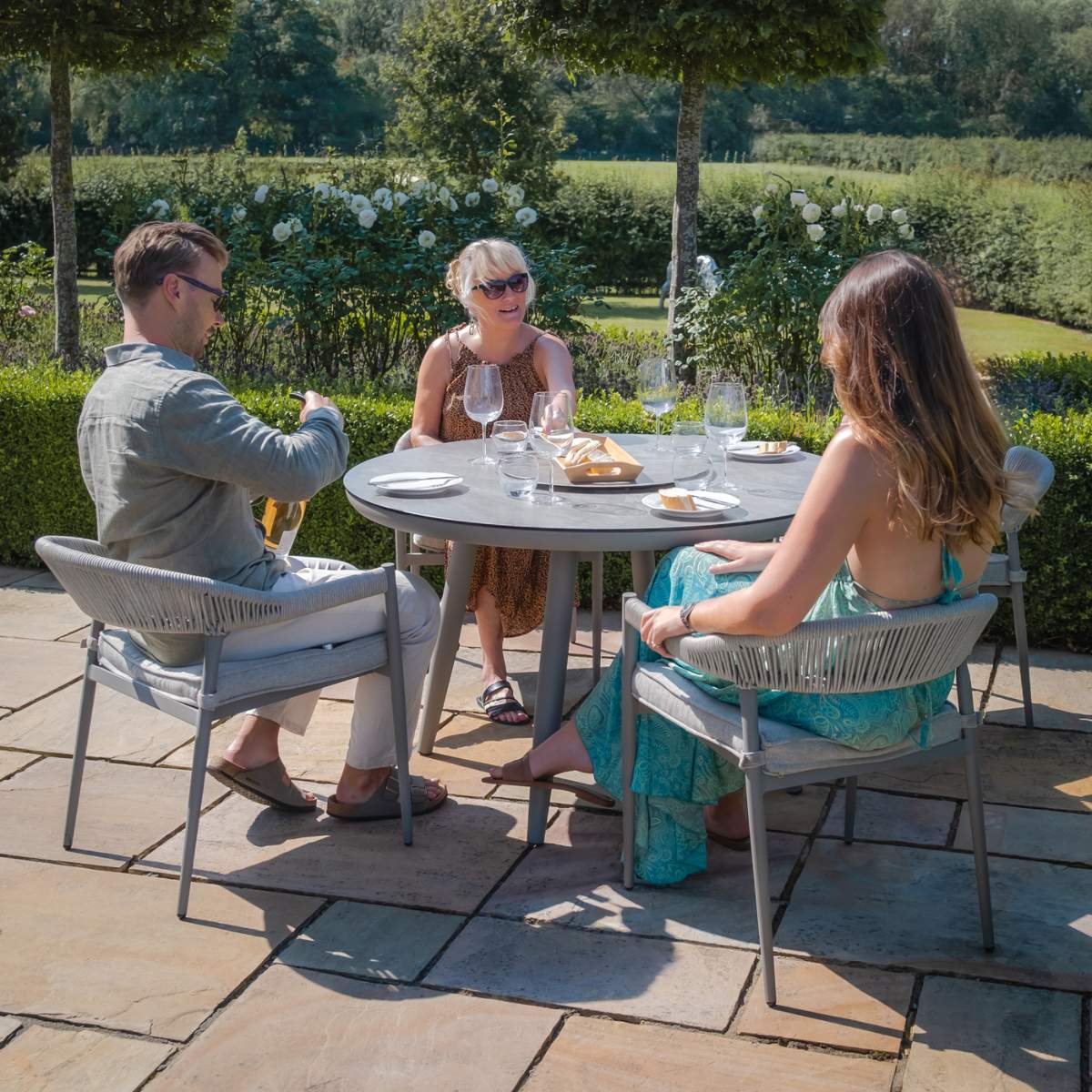 Maze Florence Rope Weave 4 Seat Round Dining Set