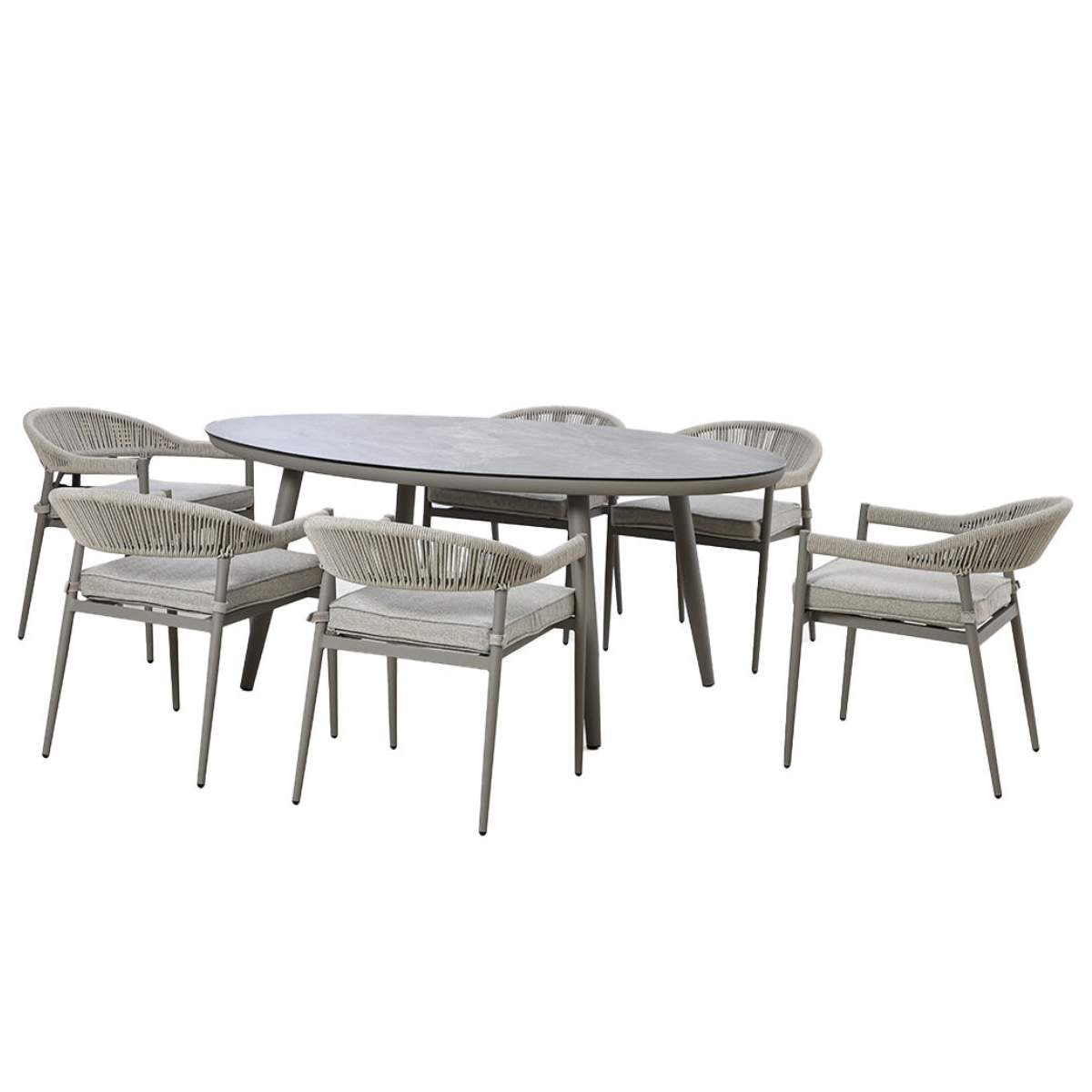 Maze Florence Rope Weave 6 Seat Oval Dining Set