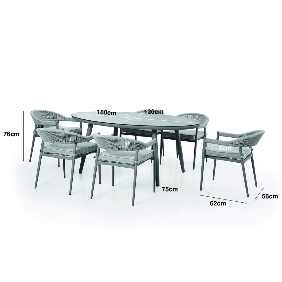 Maze Florence Rope Weave 6 Seat Oval Dining Set
