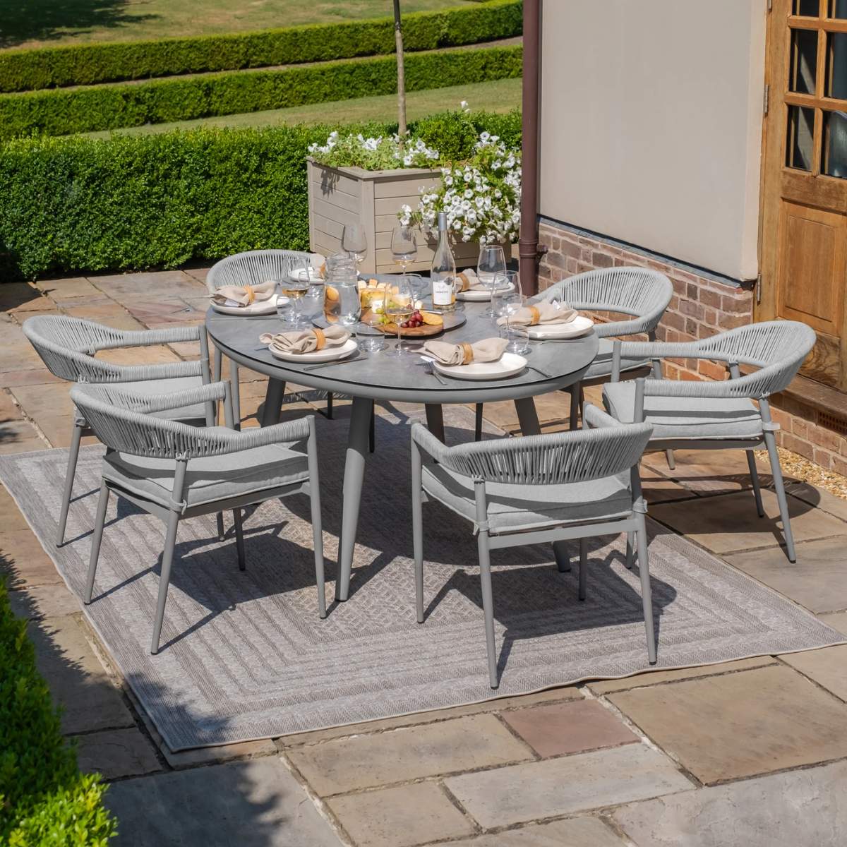 Maze Florence Rope Weave 6 Seat Oval Dining Set