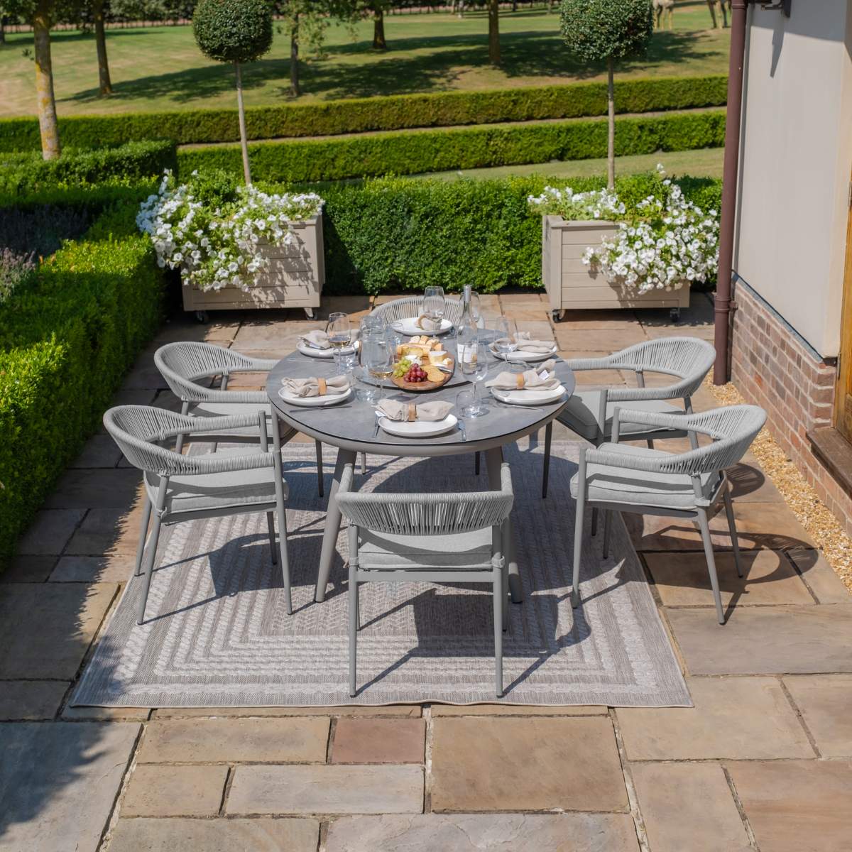 Maze Florence Rope Weave 6 Seat Oval Dining Set