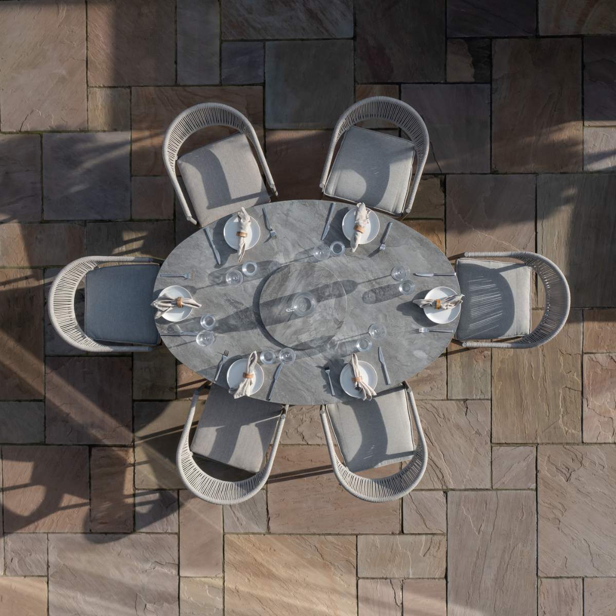 Maze Florence Rope Weave 6 Seat Oval Dining Set