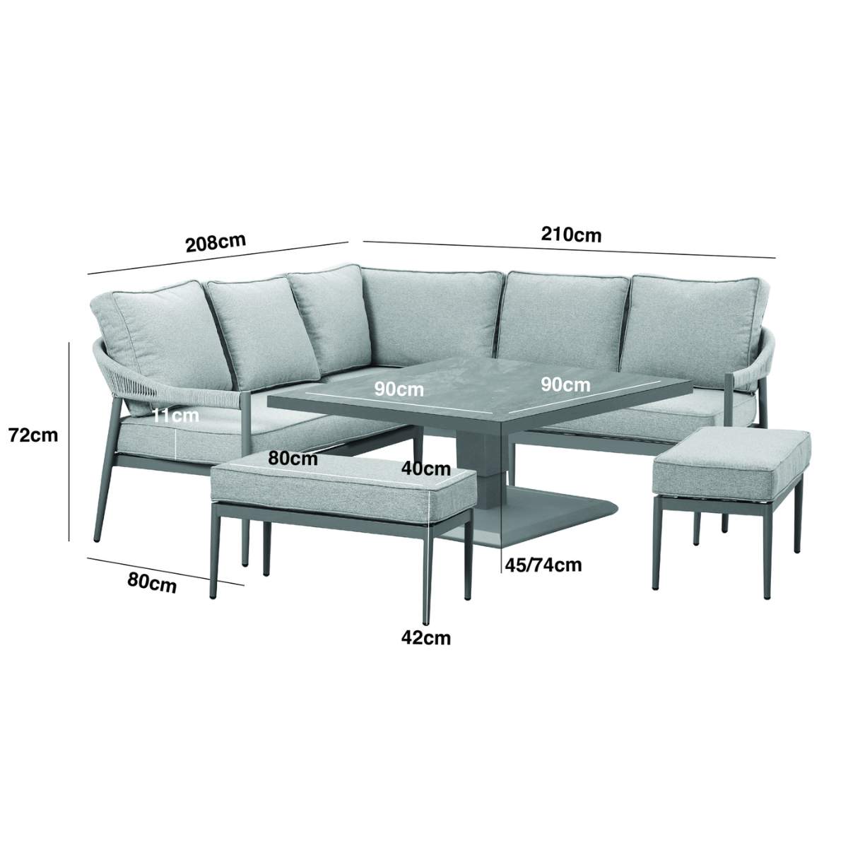 Maze Florence Rope Weave Corner Dining Set