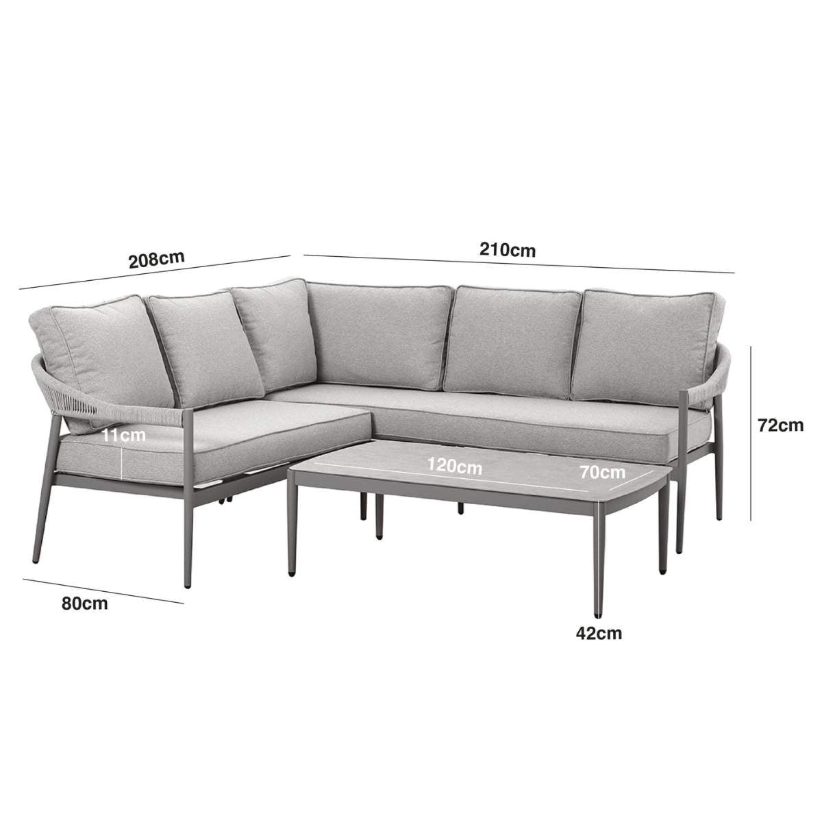Maze Florence Rope Weave Small Corner Sofa Set