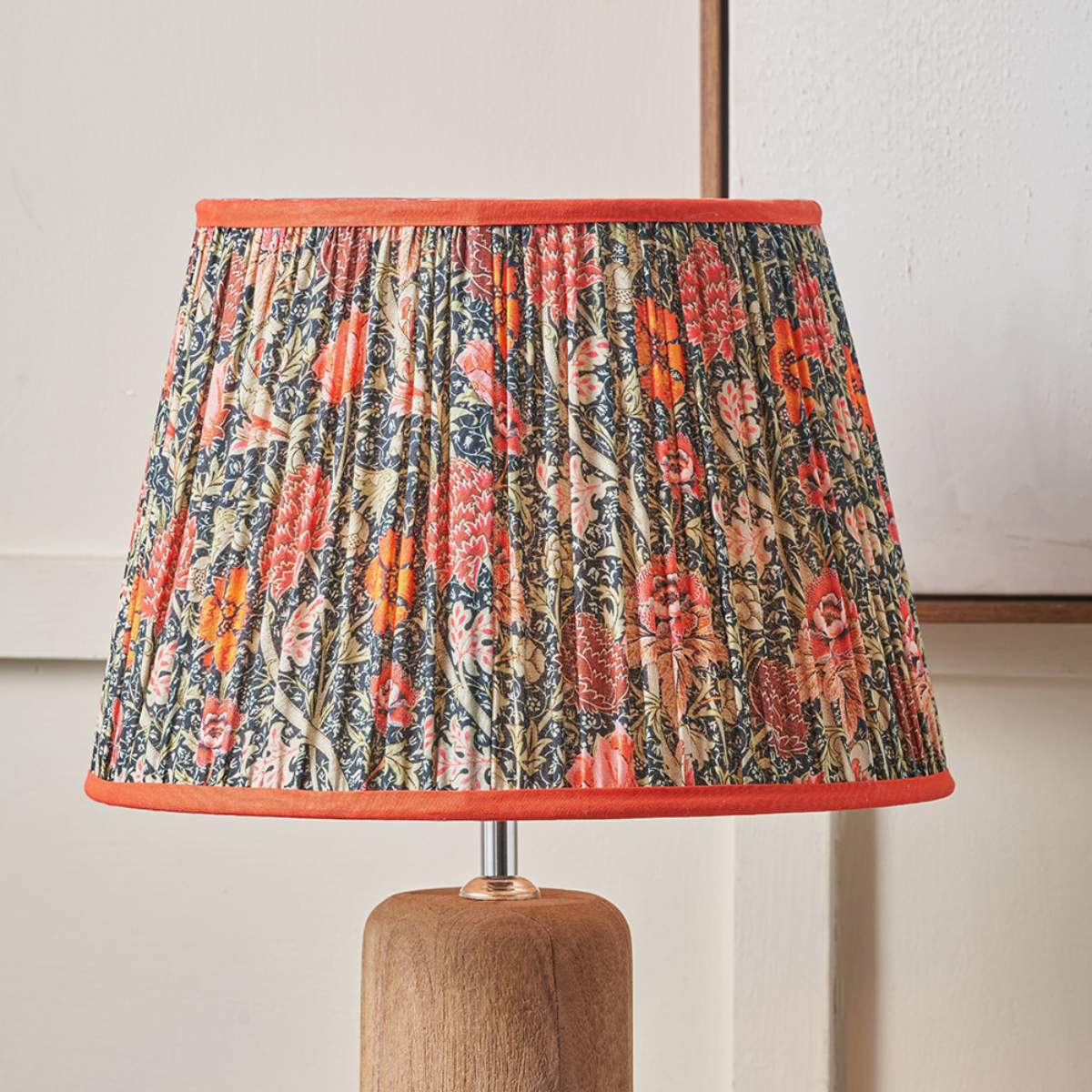 Pacific Lifestyle Floressa Red Floral Patterned Mushroom Pleat Tapered Lamp Shade