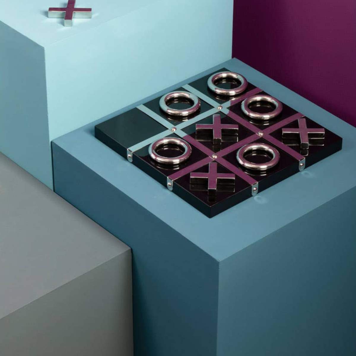 Beaumonde Home Flos Black And Silver Tic Tac Toe Game