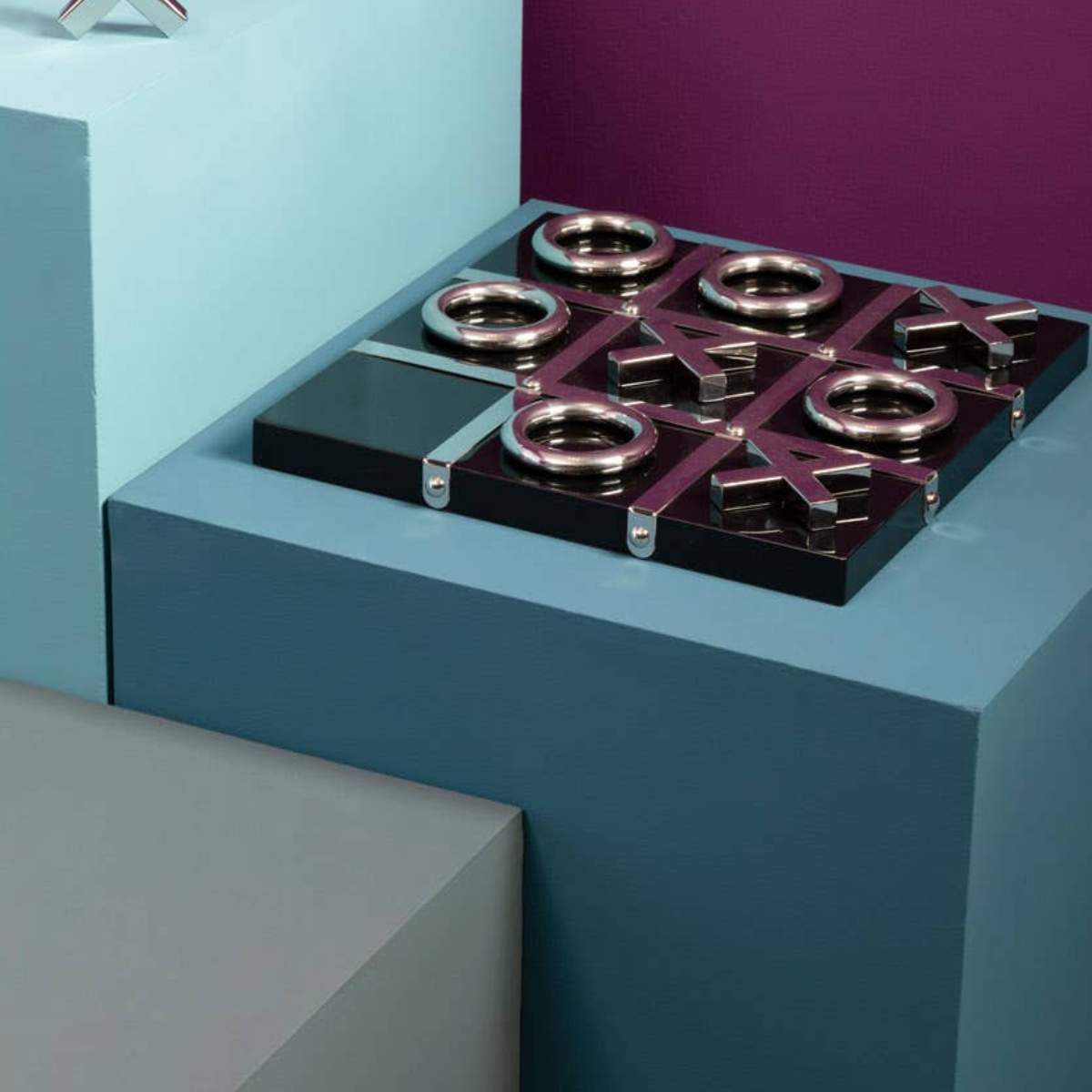 Beaumonde Home Flos Black And Silver Tic Tac Toe Game