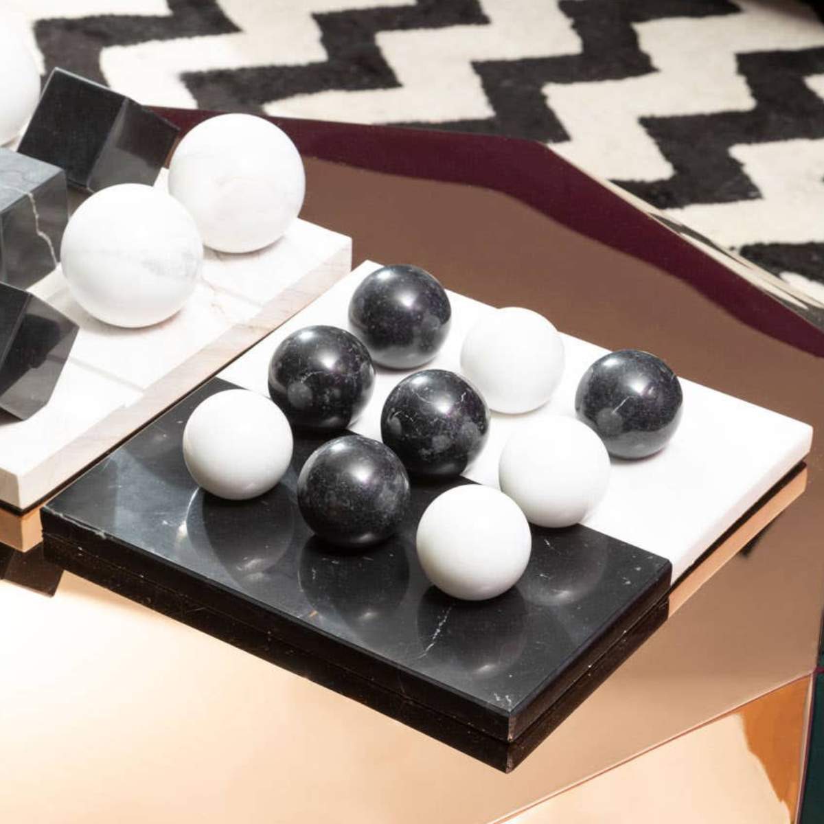 Beaumonde Home Flos Black And White Tic Tac Toe Marble Game