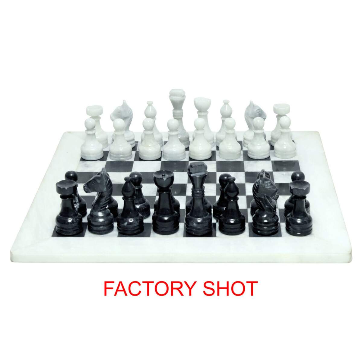 Beaumonde Home Flos Carved White and Black Marble Chess Set