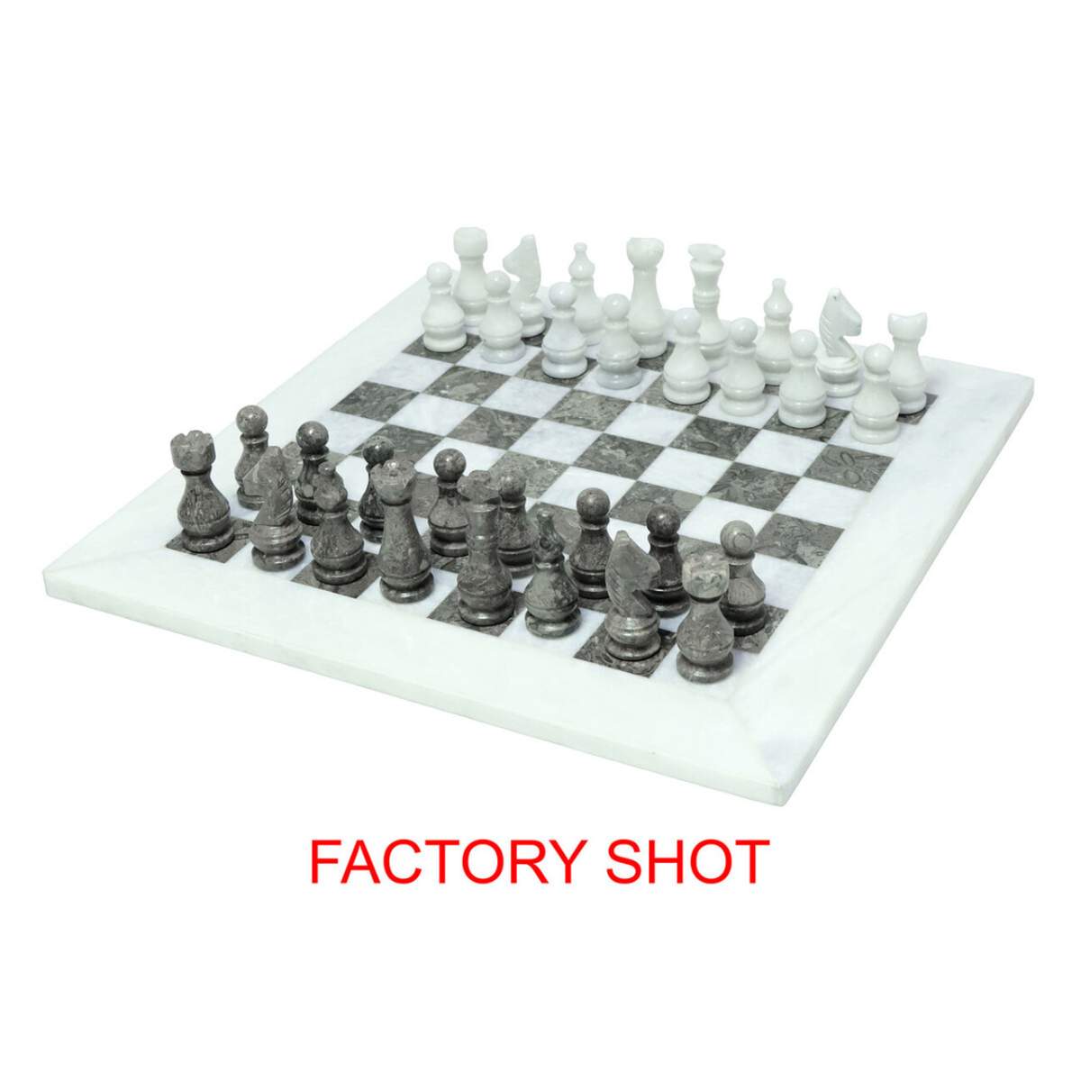 Beaumonde Home Flos Carved White and Grey Large Marble Chess Set