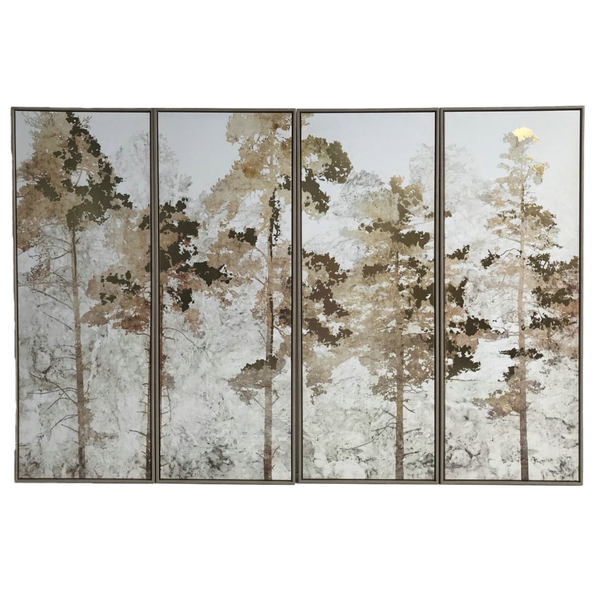 Libra Interiors Foil Trees Set of 4 Framed Canvas Wall Art 180x120cm
