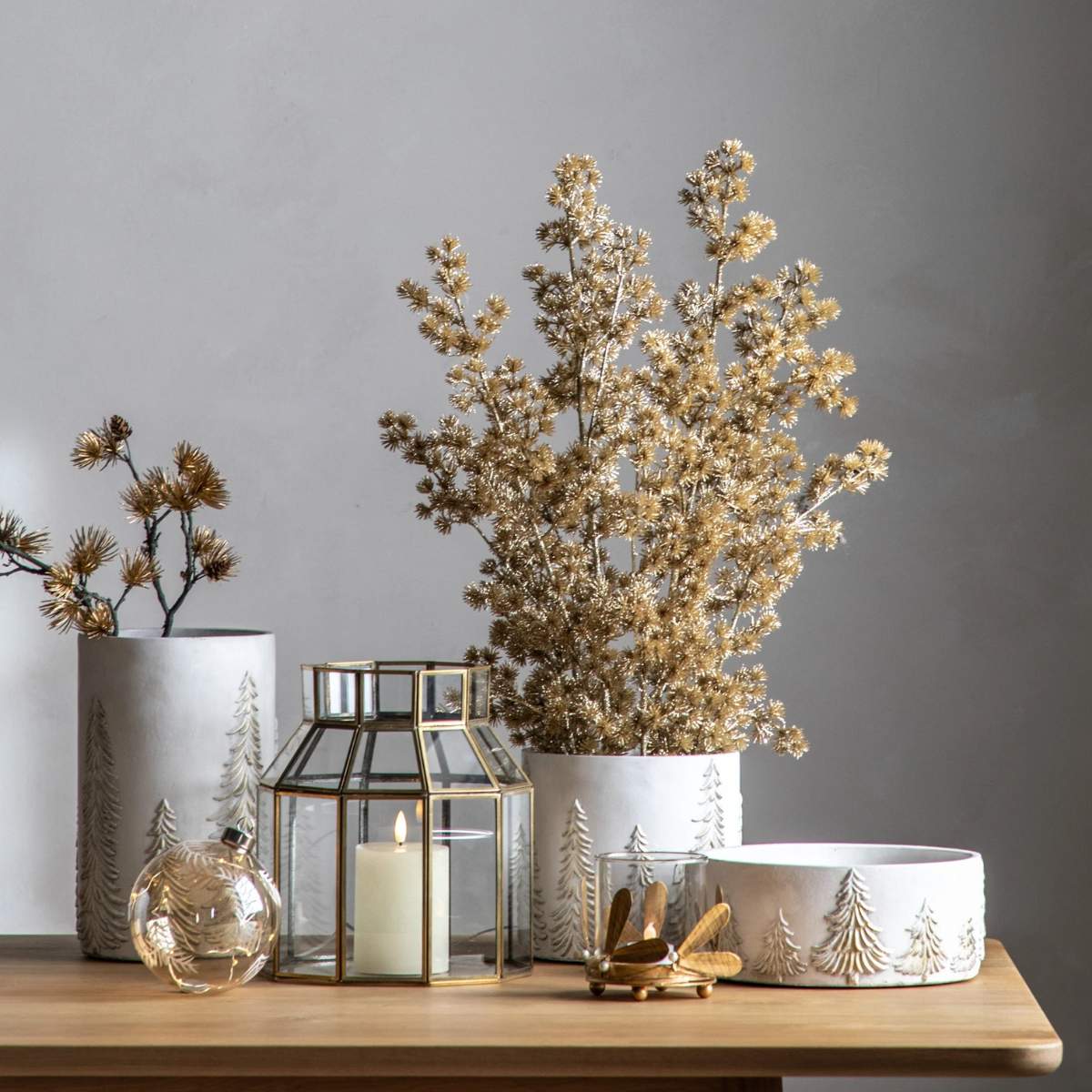 Gallery Direct Forest Planter White and Gold Medium