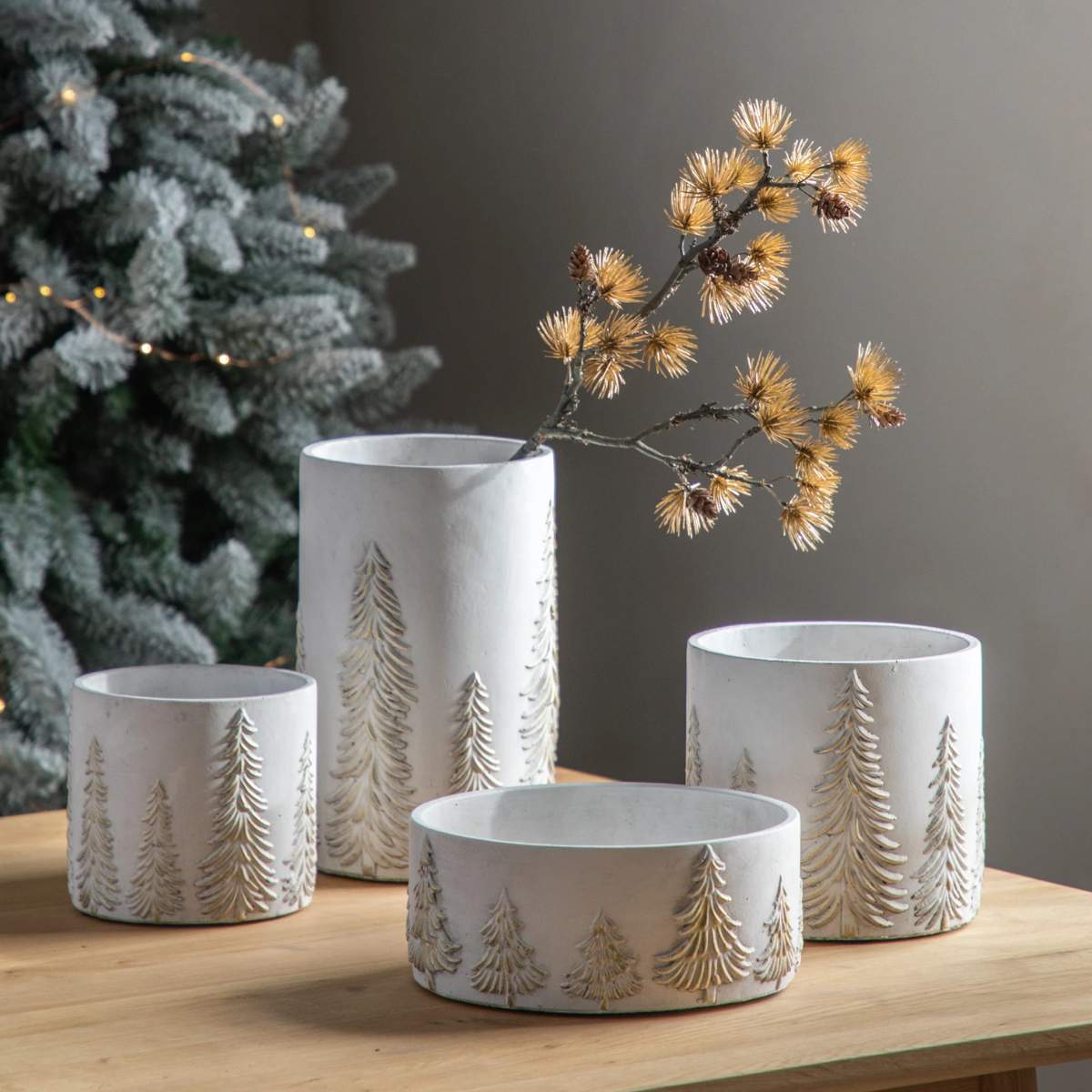 Gallery Direct Forest Planter White and Gold Medium
