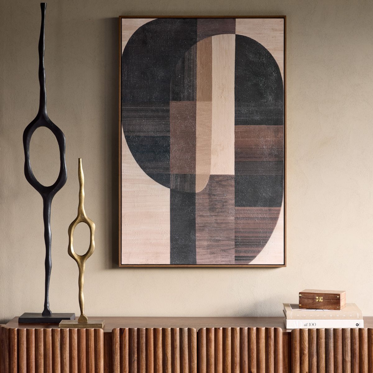Libra Interiors Forma Textured Framed Canvas Wall Art 80x120cm