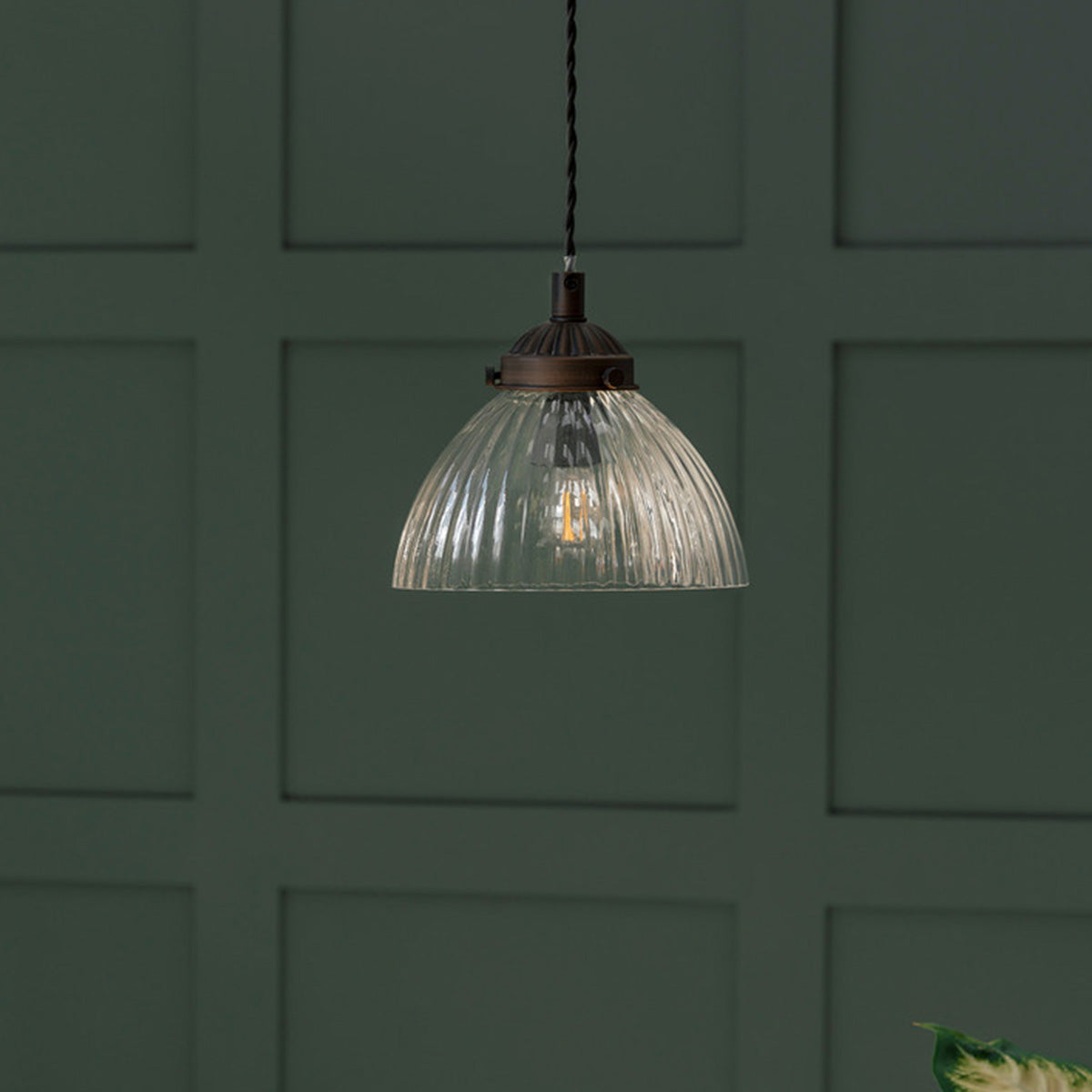 Garden Trading Fovant Glass Pendant Light - Small - Antique Bronze