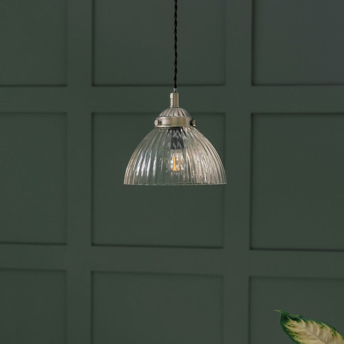 Garden Trading Fovant Glass Pendant Light - Small - Satin Nickel