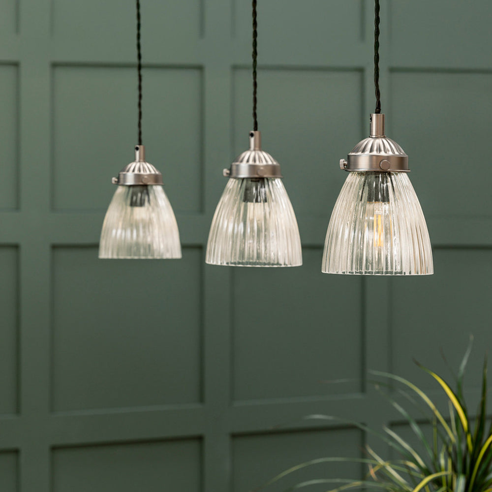 Garden Trading Fovant Glass Triple Pendant Light - Satin Nickel
