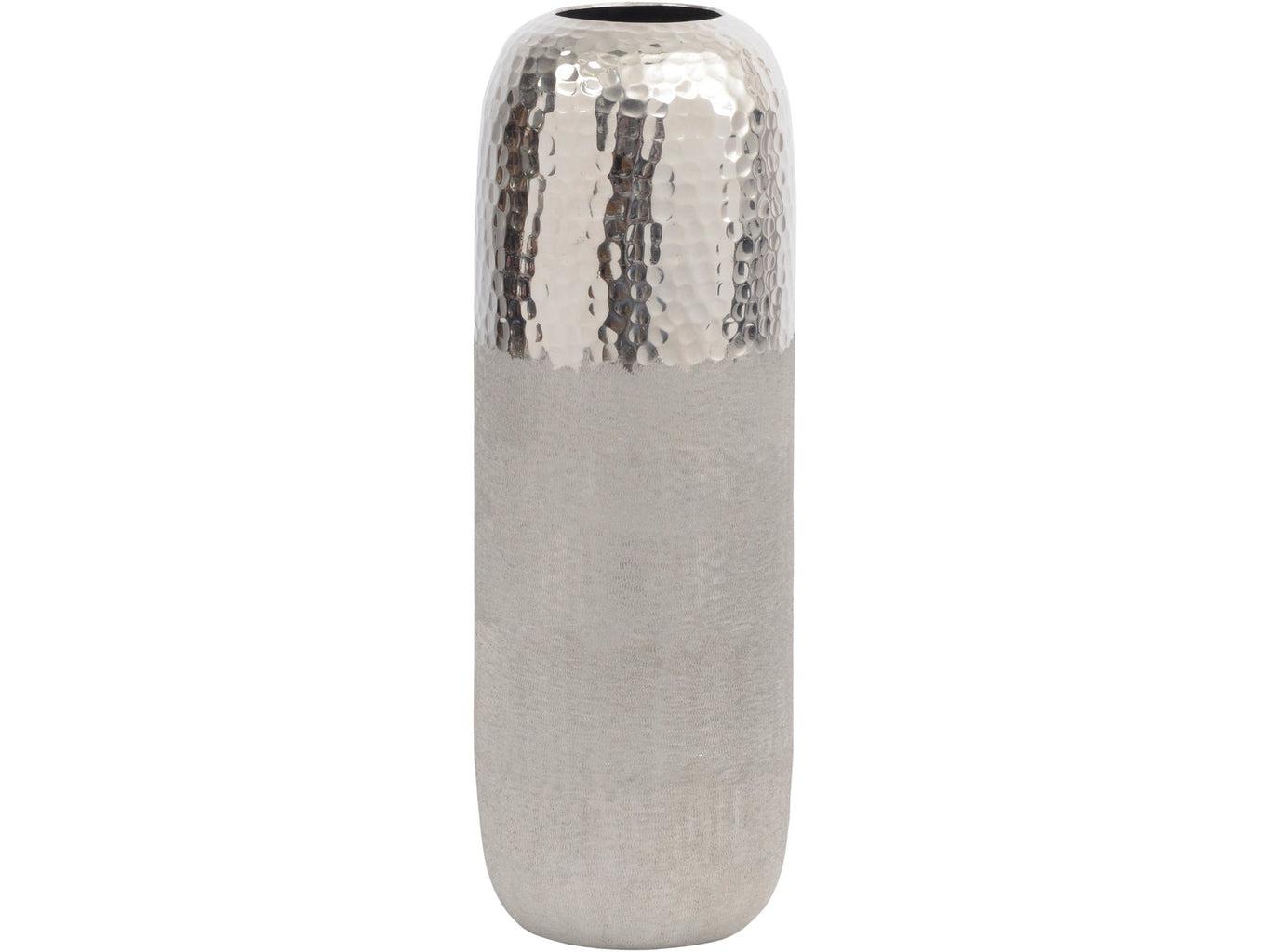Fusion Hammered and Brushed Large Vase in Silver Finish-Beaumonde