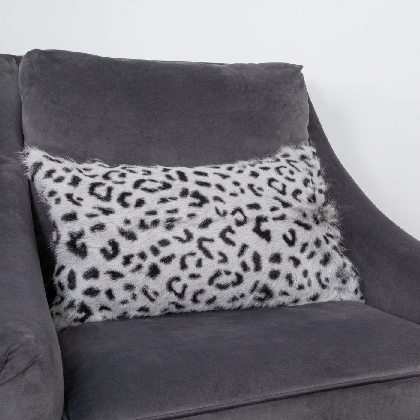 Native Home & Lifestyle Leopard Print Goatskin Cushion - Grey