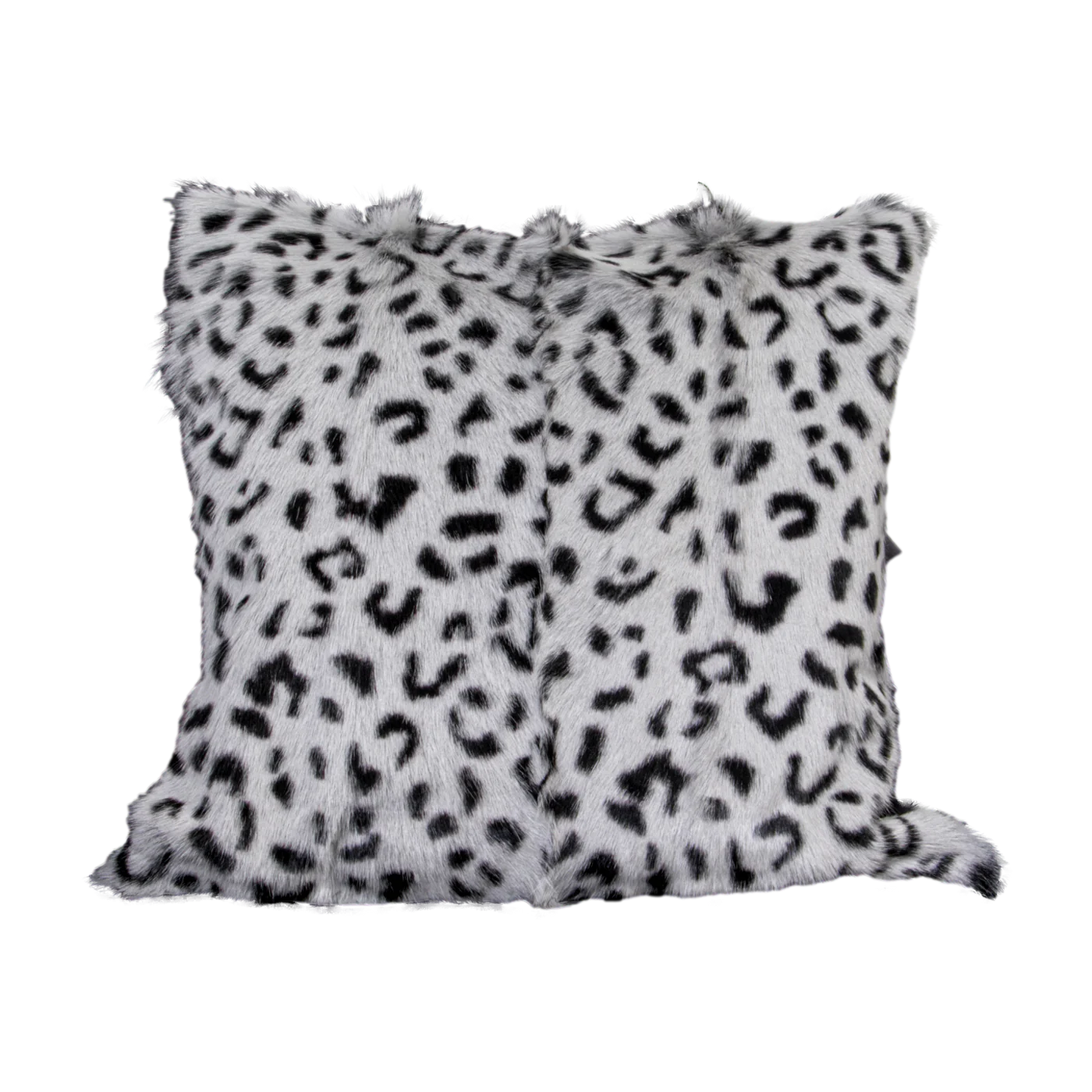 Native Home & Lifestyle Leopard Print Goatskin Cushion - Grey