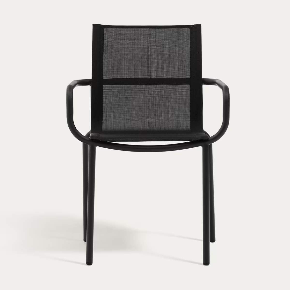 Kave Home Galdana stackable outdoor chair in aluminium with light grey painted finish