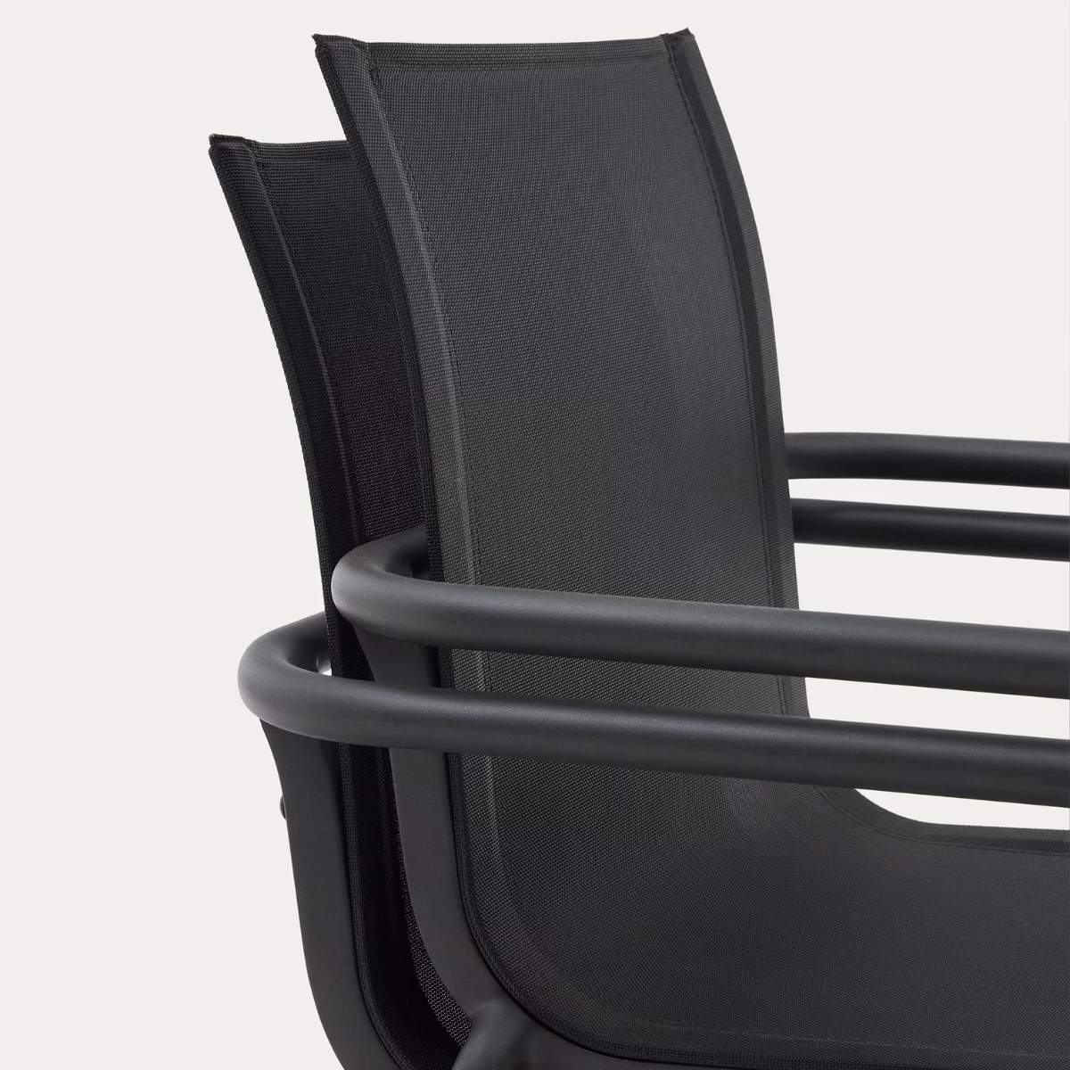 Kave Home Galdana stackable outdoor chair in aluminium with light grey painted finish