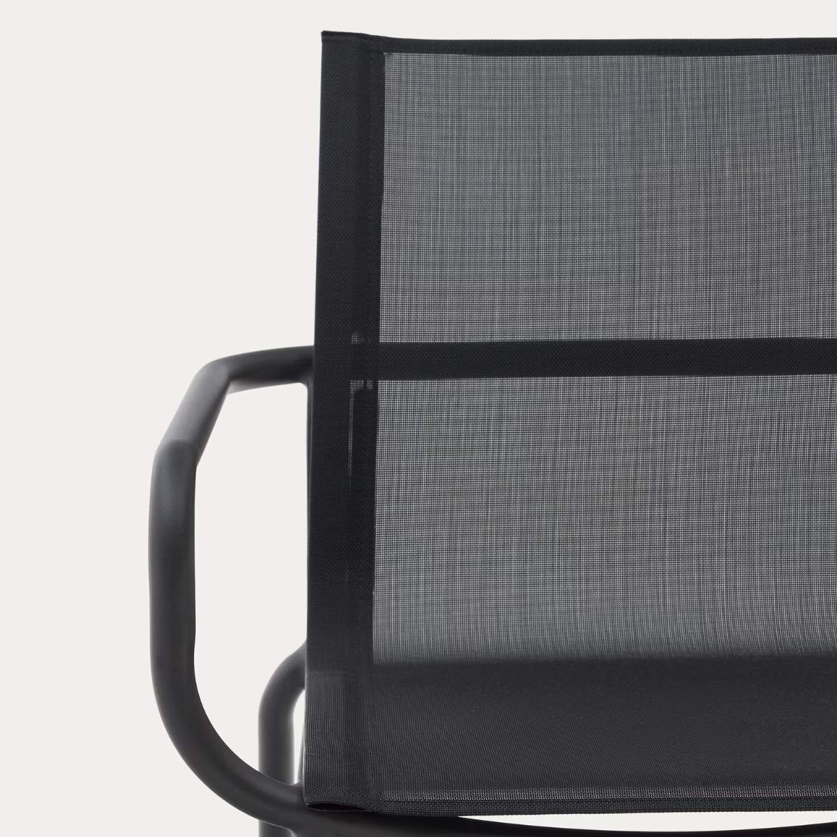 Kave Home Galdana stackable outdoor chair in aluminium with light grey painted finish
