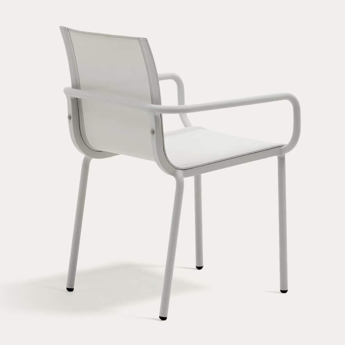 Kave Home Galdana stackable outdoor chair in aluminium with light grey painted finish