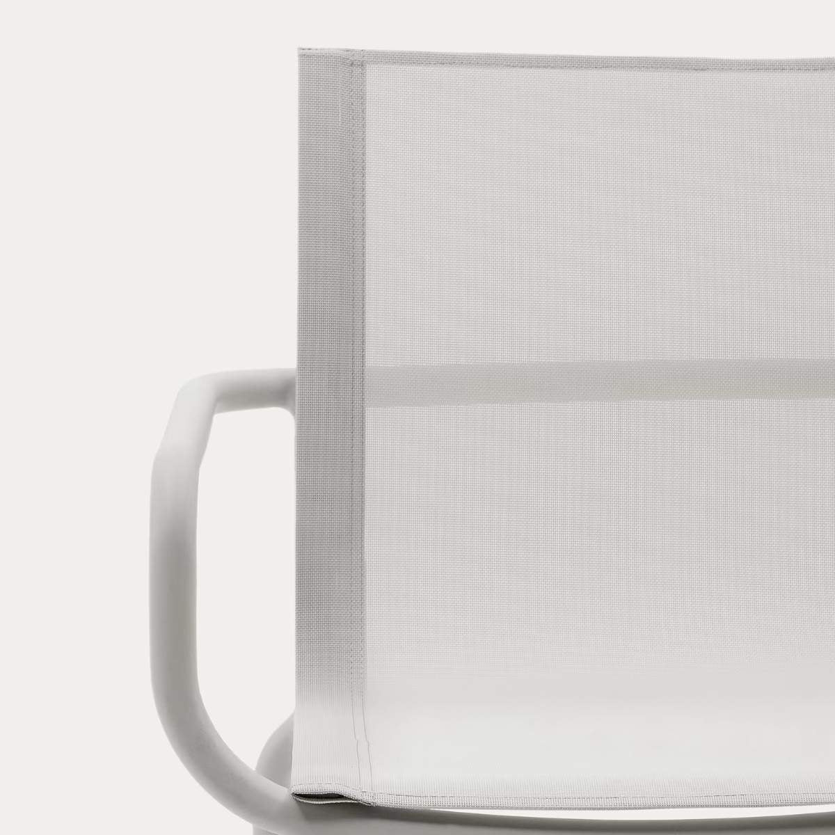 Kave Home Galdana stackable outdoor chair in aluminium with light grey painted finish