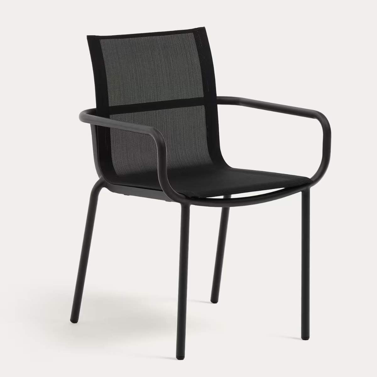 Kave Home Galdana stackable outdoor chair in aluminium with light grey painted finish