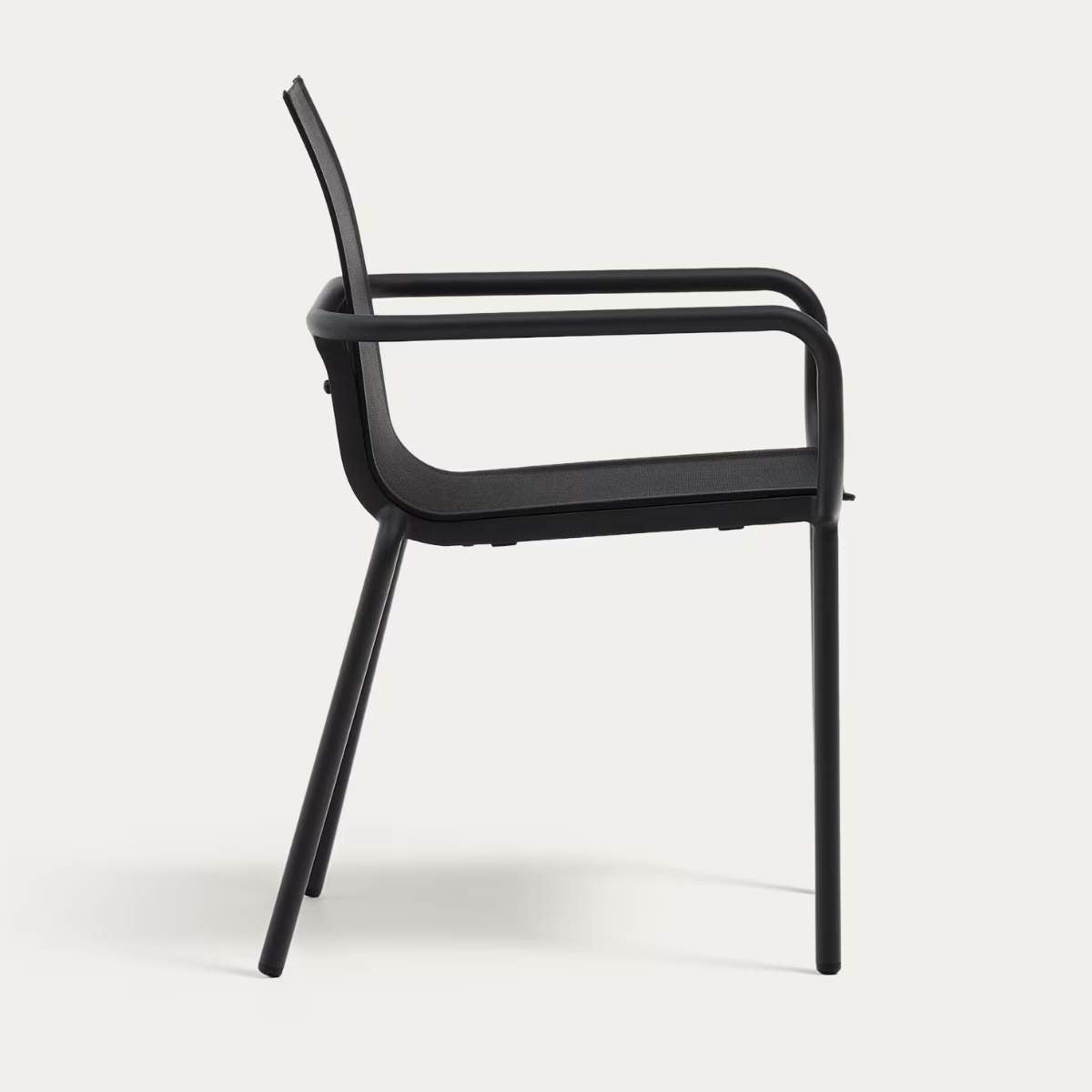 Kave Home Galdana stackable outdoor chair in aluminium with light grey painted finish