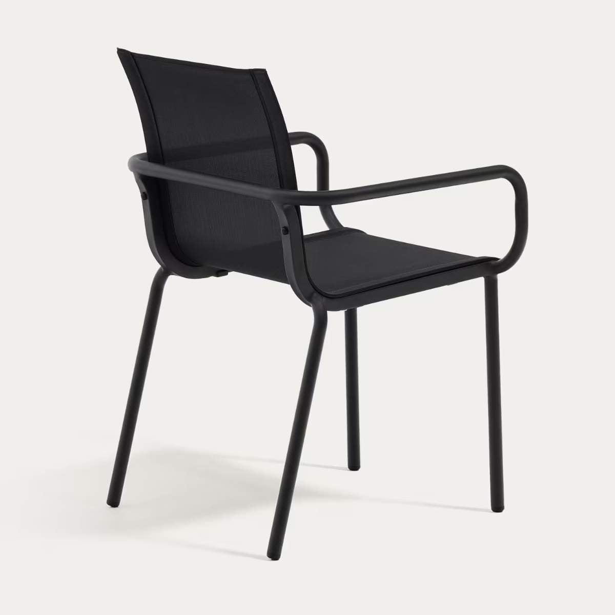 Kave Home Galdana stackable outdoor chair in aluminium with light grey painted finish