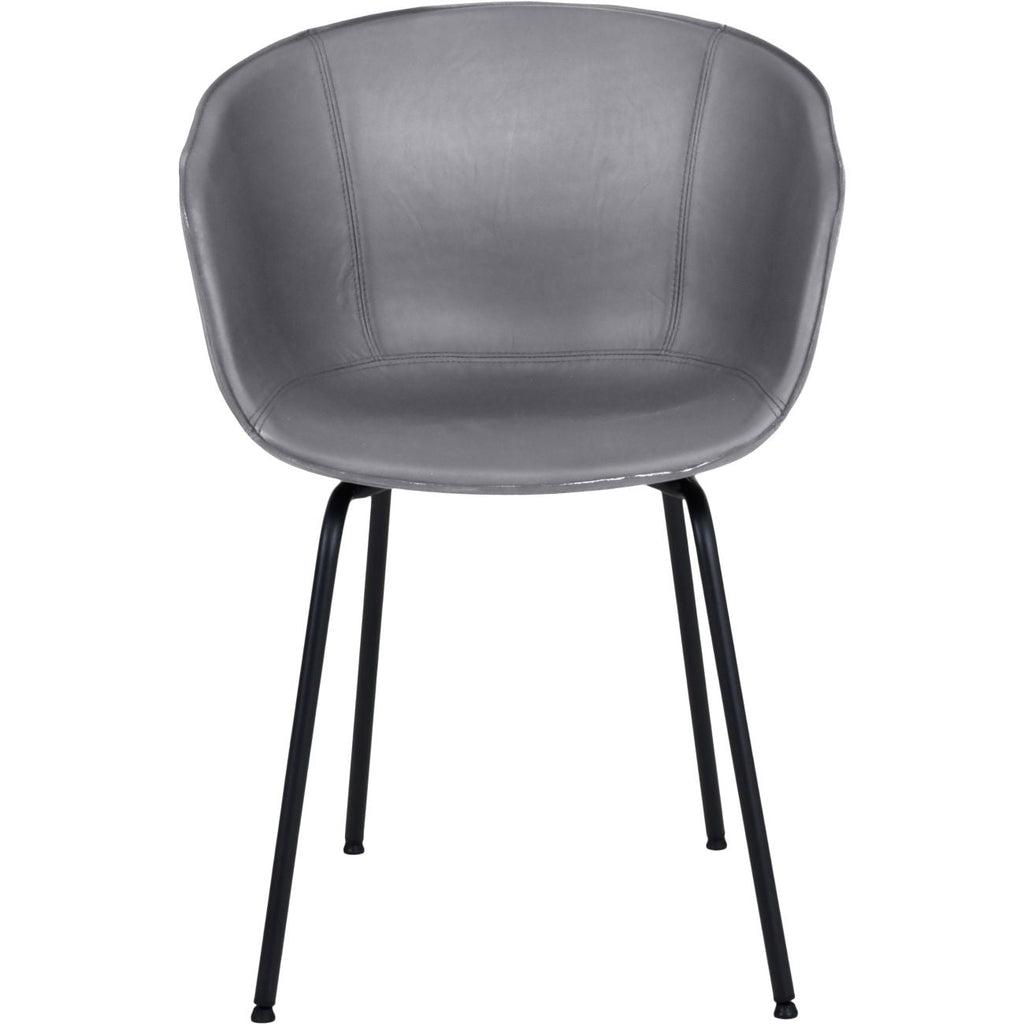 Gallery Dining Chair Concrete Colour Leather-Beaumonde