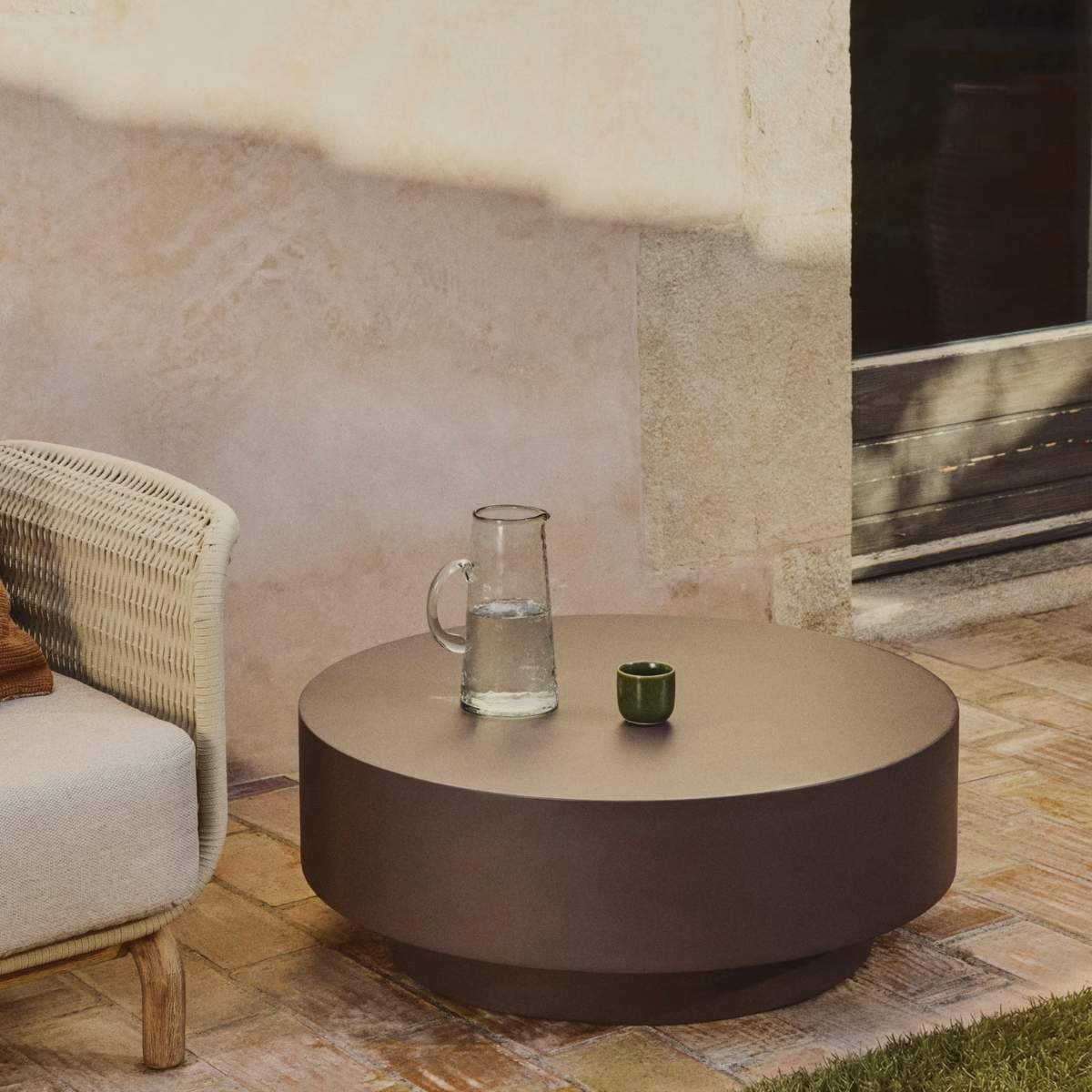 Kave Home Garbet coffee table in brown concrete Ø 80cm