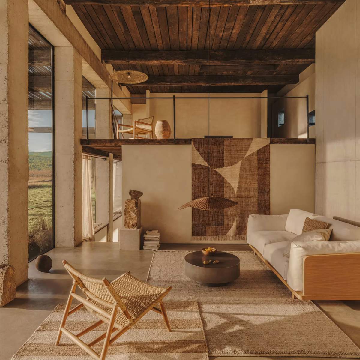 Kave Home Garbet coffee table in brown concrete Ø 80cm