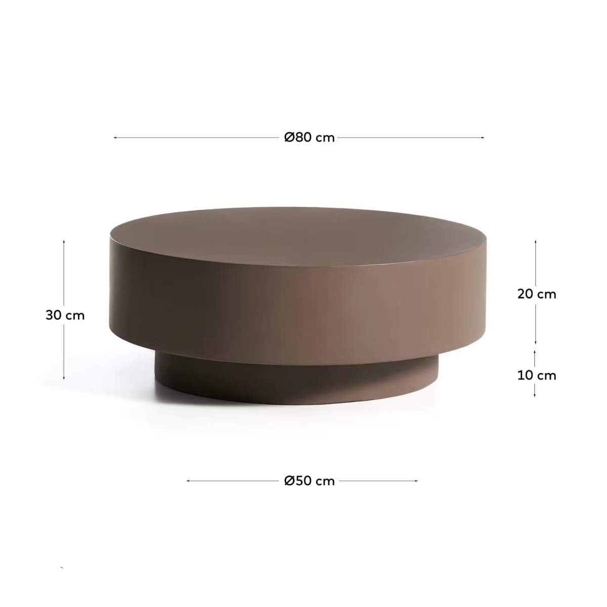 Kave Home Garbet coffee table in brown concrete Ø 80cm