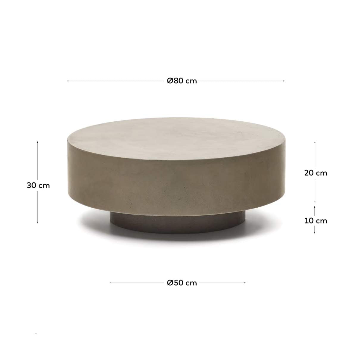 Kave Home Garbet coffee table in brown concrete Ø 80cm