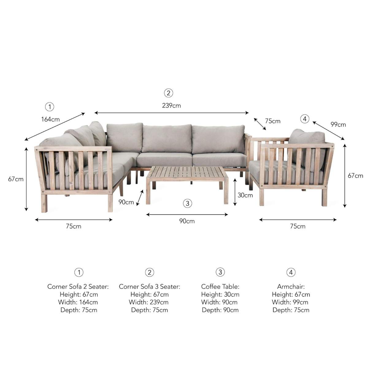 Garden Trading Porthallow Corner Sofa Set Natural