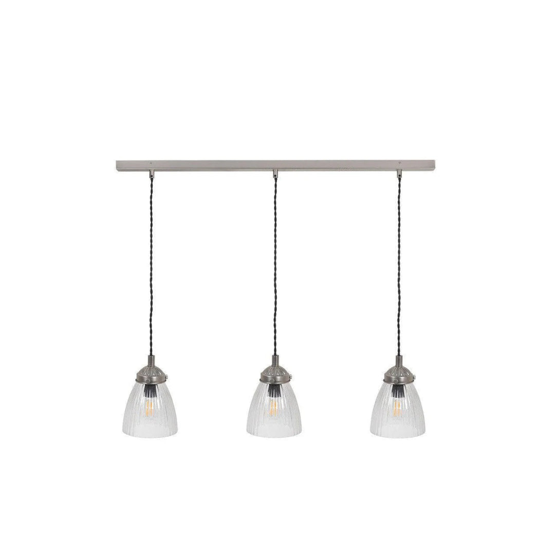 Garden Trading Fovant Glass Triple Pendant Light In Satin Nickel