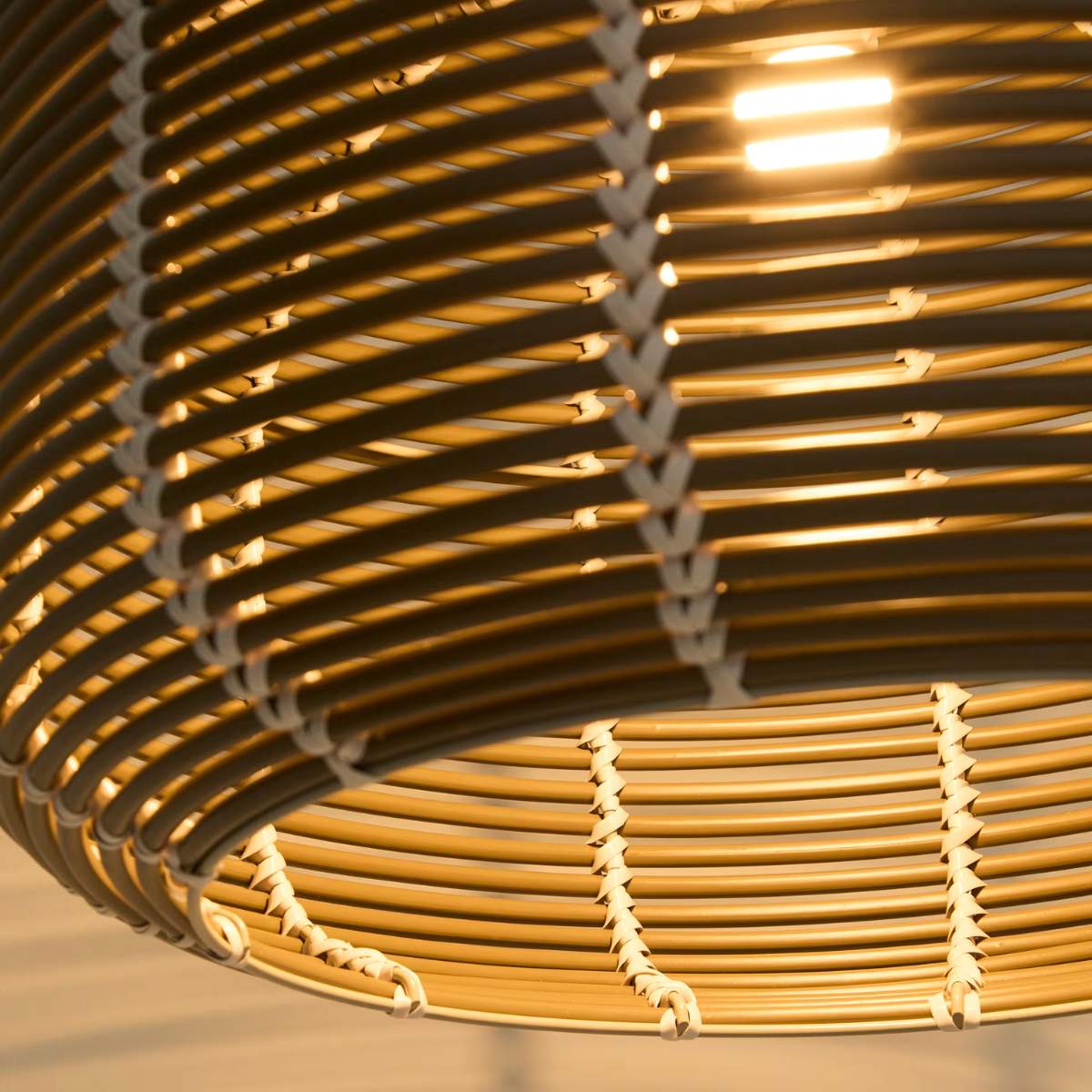 Kave Home Garoina lampshade for outdoor ceiling lamp in taupe synthetic rattan Ø 50cm
