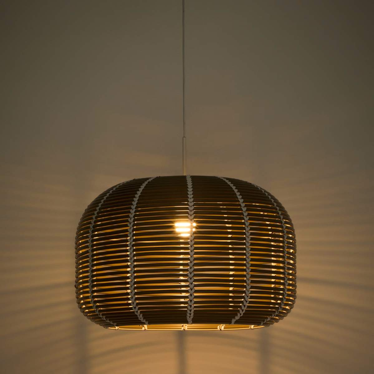 Kave Home Garoina lampshade for outdoor ceiling lamp in taupe synthetic rattan Ø 50cm