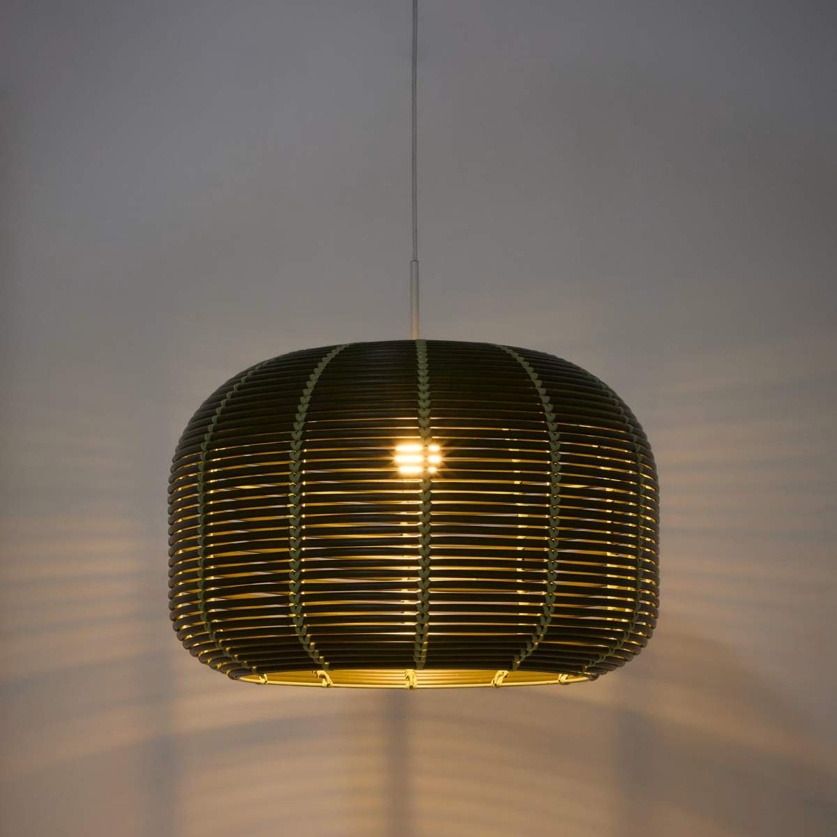 Kave Home Garoina lampshade for outdoor ceiling lamp in taupe synthetic rattan Ø 50cm
